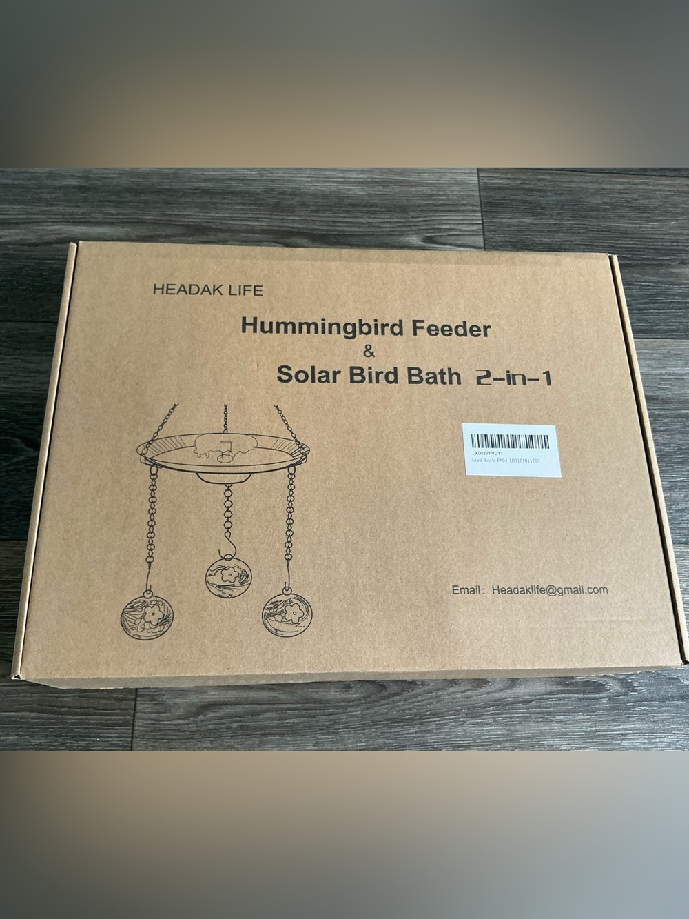 Headak Life Hummingbird Feeder/Solar Bird Bath 2 in 1 Hanging Glass Garden Decor